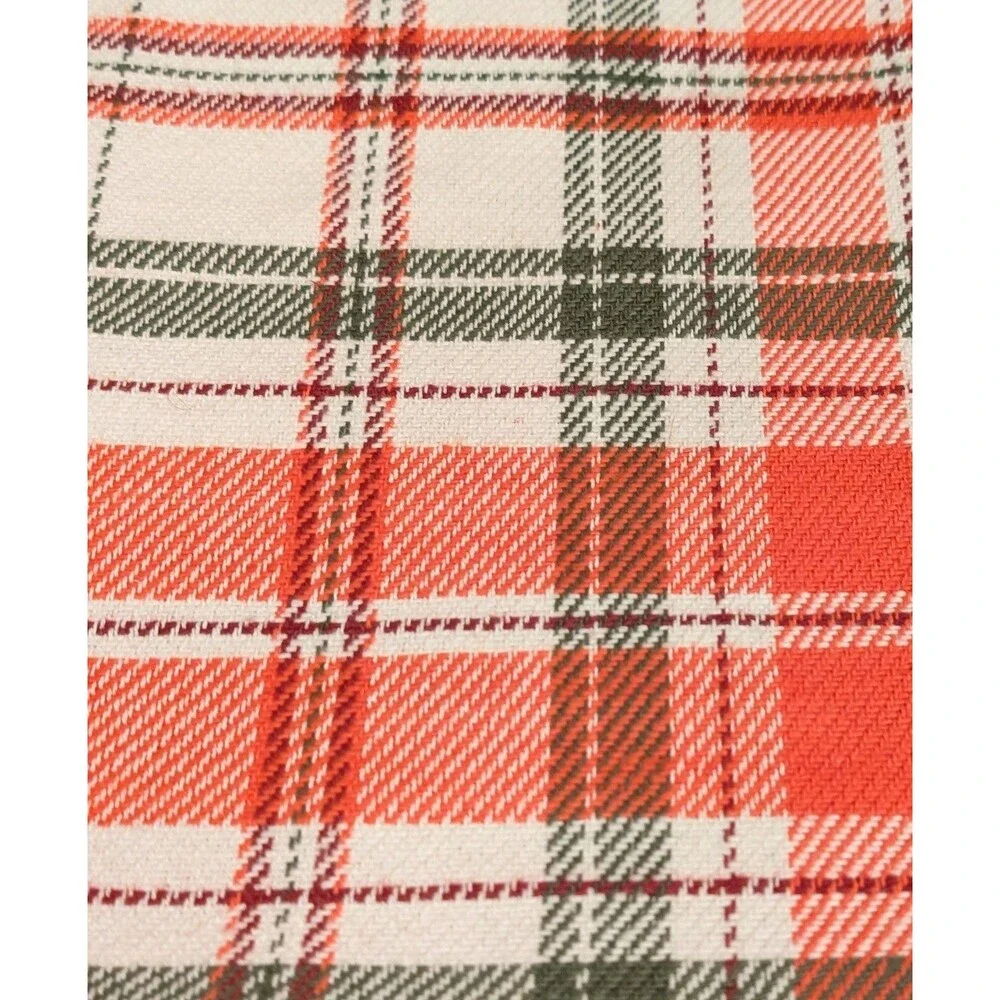 Set Of 6 Pier 1 Placemats Orange Green Cotton Red Plaid Tartan 14